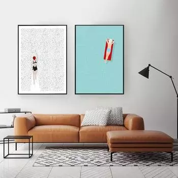 Абстрактные постеры для плавания, летняя картина для плавания, одиночество, художественные принты, скандинавские настенные панно для гостиной, украшения дома 21x30cm No Framed белый