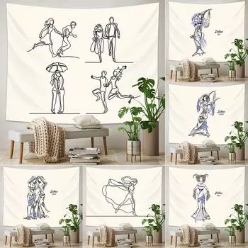 Абстрактные психоделические линии для мужчин и женщин, художественный принт, гобелен для дома, гостиной, спальни, декор стен, фоновый тканевый гобелен 100x75cm