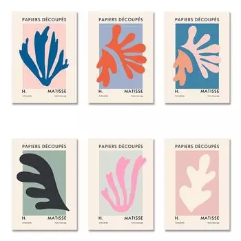 Абстрактные растения, холст, картина, постеры Матисса, принты, листья и цветы, скандинавская современная картина для гостиной, декор на стену 21cm30cm NoFrame