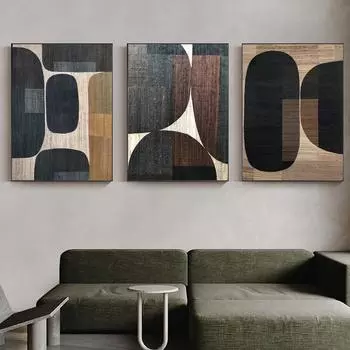 Абстрактные ретро черные геометрические постеры и принты холст картины куадрос настенные художественные картины для гостиной домашний декор 21X30cm No Frame