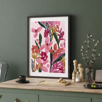 Абстрактные розовые цветочные постеры настенная живопись холст ботанические цветочные принты уютные воскресные картинки для гостиной домашний декор 21x30cm No Framed красный