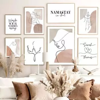 Абстрактные сексуальные линии лица женщины настенная живопись холст скандинавские эстетические постеры и принты настенные картины для декора гостиной 21x30cm No Framed