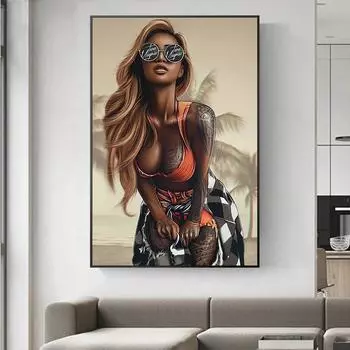 Абстрактные сексуальные татуировки для женщин, холст, художественные плакаты и принты, граффити, поп-арт, девушки, картины на холсте, уличное искусство, фотографии для дома 20x30cm