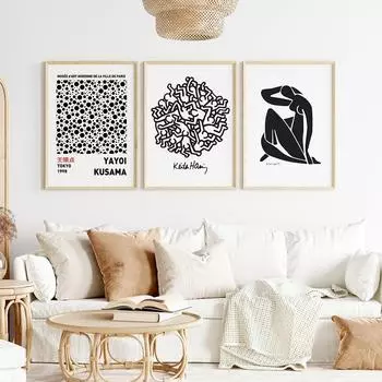Абстрактные скандинавские плакаты и принты на черно-белом настенном холсте 21cm30cm NoFrame