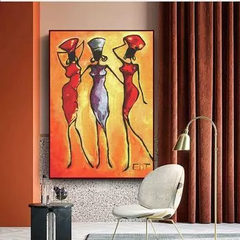 Абстрактные современные граффити африканские женщины холст картины, настенные художественные постеры, принты искусство для гостиной, украшение дома 21x30cm No Framed