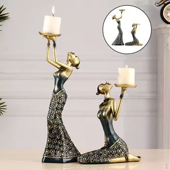 Абстрактные статуэтки красоты, статуи, подсвечники из смолы, офисный декор синий