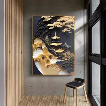 Абстрактные стерео пейзажи древности архитектура плакат печать холст картины настенные картины для гостиной домашний декор без рамки 21*30cm No Frame