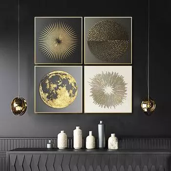 Абстрактные винтажные золотые роскошные постеры, скандинавская картина на холсте, домашний декор, настенное искусство, ретро-принт, минималистичная картина для гостиной 21cm30cm No Frame