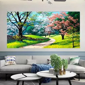 Абстрактные зеленые белые розовые деревья холст картины постеры и принты пейзаж настенные художественные картины для гостиной Cuadros Decor современные декоративные принты 20x40cm