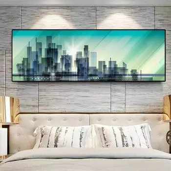 Абстрактные зеленые фантомные города Холст Картины Quadro Постеры Печать Cuadros Настенные картины Для гостиной Украшения дома Без рамки 20*40cm No Frame