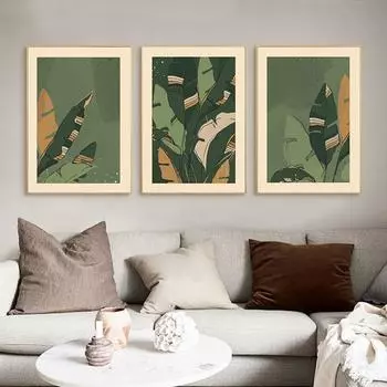 Абстрактные зеленые листья, холст, картина, украшения, фотографии, скандинавские растения, плакат, настенный художественный принт для гостиной 21cm30cm NoFrame