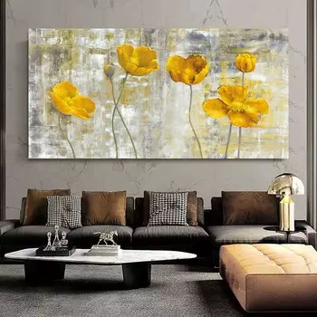 Абстрактные желтые цветы холст картины настенные искусства для гостиной декор в скандинавском стиле современный дом декоративные картины постеры 20x40cm