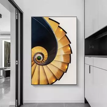 Абстрактные желтые лестницы холст постеры и принты входная живопись современные настенные картины для гостиной проход модное настенное искусство 20x30cm