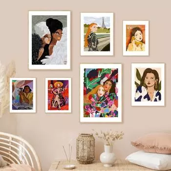 Абстрактные женские винтажные постеры на скандинавскую тему и принты Парижские цветочные мысли настенная живопись на холсте Декор фотографии для гостиной A4 21X30cm No Framed