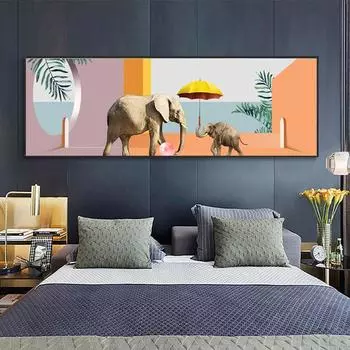 Абстрактные животные, акварель, слон, Зебра, холст, живопись, постеры и принты, настенное искусство, детская комната, домашний декор, без рамки 20cm40cm NoFrame