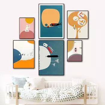 Абстрактные животные, птицы, обезьяны, утка, настенный художественный постер, скандинавский минимализм, холст, живопись и фотографии для гостиной, домашний декор 21cm30cm NoFrame