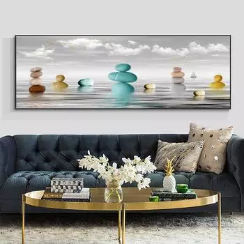 Абстрактные золотые камни удачи, холст, картина, пейзажные постеры и принты, настенные панно, Куадрос, домашний декор для гостиной, без рамки 20cm40cm NoFrame