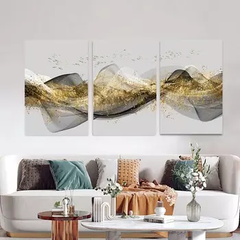 Абстрактные золотые пейзажи, холст, постеры, фотографии, современная картина на холсте, настенная художественная роспись для гостиной, лофт, скандинавский домашний декор, без рамы 20x30cm