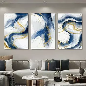 Абстрактные золотые роскошные картины на холсте золотисто-синяя текстура картины постеры настенное искусство для гостиной офисный декор без рамки 21x30cm No Framed