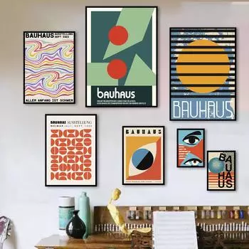 Абстрактный Баухаус красочный плакат с изображением глаз Современная геометрическая линия картина маслом стены украшения гостиной нет 21cm30cm NoFrame