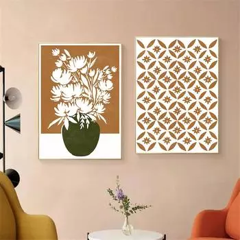Абстрактный Белый Цветок Холст Плакат Богемный Настенный Художественный Принт Геометрические Плакаты Живопись Минималистичные Настенные Панно Декор Гостиной 21cm30cm NoFrame