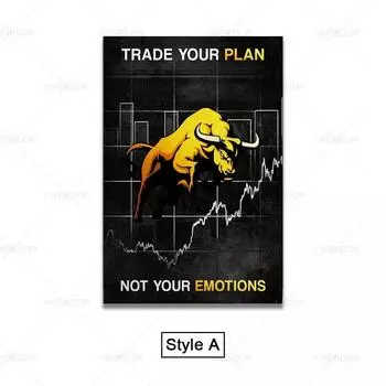 Абстрактный Бычий Рынок Уолл-стрит Власть Медвежий и Бычий Холст Настенное Искусство Декор Постеры Принт Настенное Искусство Офис Домашний Декор Подарок 21cm30cm NoFrame