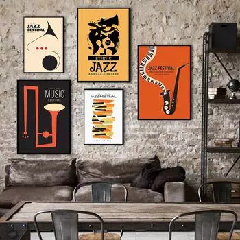 Абстрактный джазовый музыкальный фестиваль настенное искусство холст живопись скандинавский постер и принты красочные ключи настенные картины для декора гостиной 21x30cm No Framed фиолетовый