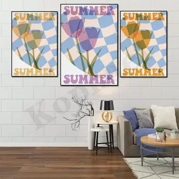 Абстрактный геометрический цифровой летний цветочный домашний настенный художественный декор плакат 21cm30cm No Frame