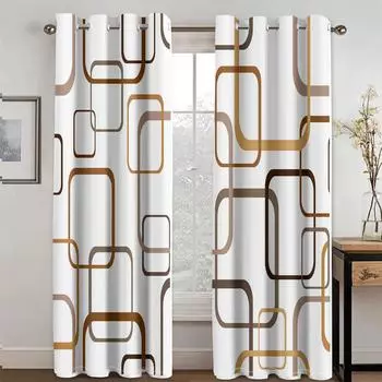 Абстрактный геометрический дизайн с современной простотой, светофильтрующие шторы, оконные шторы для гостиной, спальни, 2 предмета, декор 150W166H(CM)59x65in&Hook