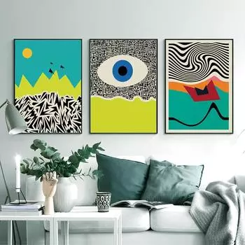 Абстрактный красочный постер с изображением глаза, современная геометрическая картина на холсте, скандинавское настенное искусство, картина, принт для гостиной, украшение дома, без рамки 21*30cm No Frame