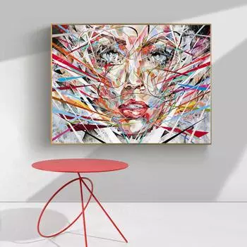 Абстрактный красочный женский постер, скандинавское настенное искусство, холст, картина, линия, портретная картина, HD печать, для гостиной, украшения дома 20cm40cm No Frame