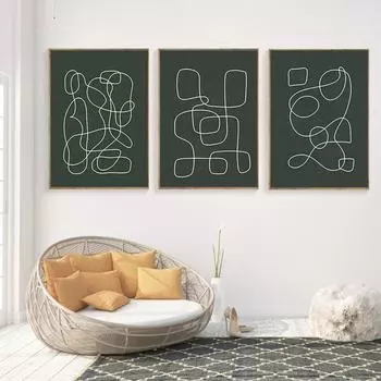 Абстрактный лабиринт, рисунок одной линии, живопись, черно-белый минималистичный настенный художественный рисунок, современный постер, декор для дома и комнаты 21cm30cm NoFrame