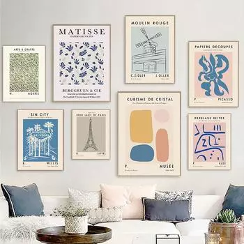 Абстрактный Матисс Париж Железная Башня Холст Плакат и Принт Анри Матисс Настенная Живопись Скандинавская Картина для Декора Гостиной 21x30cm No Framed