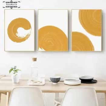 Абстрактный минималистичный оранжевый круговой постер для йоги, дзен, медитация, холст, картина, принт, настенная художественная картина для гостиной, современный декор 21*30cm