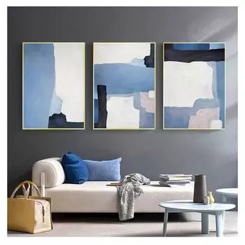 Абстрактный настенный постер в скандинавском стиле с принтом на холсте, живопись, декоративная картина, украшение для гостиной, синий, белый, черный, современный блок 21cm30cm NoFrame