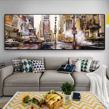 Абстрактный пейзаж, картина маслом на холсте, уличные постеры и принты Нью-Йорка, настенные художественные фотографии, домашний декор для гостиной, без рамки 20cm40cm NoFrame