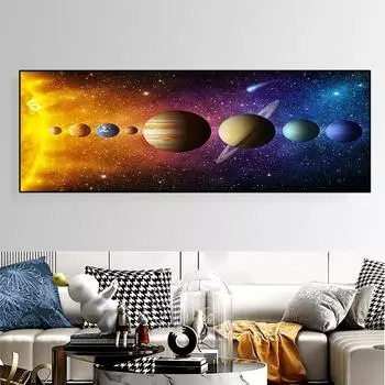 Абстрактный пейзаж Космос Солнце Восемь планет солнечной живописи на холсте Плакаты и принты Настенная картина для гостиной без рамки 20cm40cm NoFrame