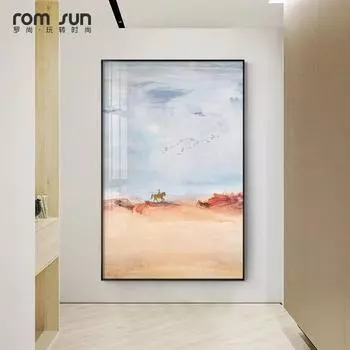 Абстрактный пейзаж, настенная живопись на холсте, Золотая фольга, лошадь, плакат с принтом, скандинавские современные настенные панно для гостиной, домашний декор 21*30cm