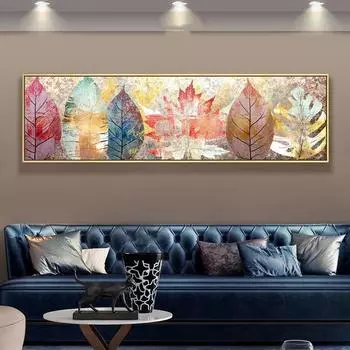 Абстрактный пейзаж с изображением дерева, картина маслом на холсте, лес, солнечный свет, постеры и принты для гостиной, картина на прикроватной тумбочке, домашний декор 20x60cm Unframed