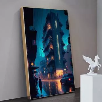 Абстрактный Пейзаж Зимнее Освещение Дождь Современного Искусства Напечатанный На Холсте Фреска Плакат Уличная Гостиная Домашняя Картина Декор Куадрос 21x30cm No Frame белый