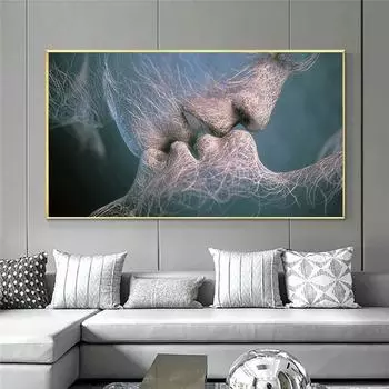 Абстрактный Плакат Черный Поцелуй Любви Картина Маслом Картина Маслом Семейная Спальня Гостиная Украшение Стены 20cm40cm NoFrame