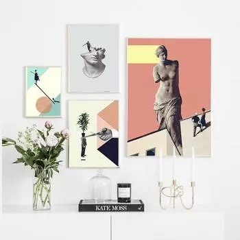 Абстрактный плакат на скандинавскую тему, статуя Давида, холст, картина, настенные художественные картины для гостиной, современные декоративные принты на стене 21cm30cm No Frame