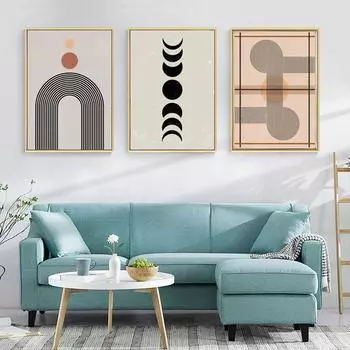 Абстрактный плакат середины века Солнце и Луна Холст Картина Радуга Современное искусство Принт Геометрическая настенная картина для гостиной 21cm30cm NoFrame