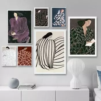 Абстрактный постер, скандинавская картина на холсте, геометрическая кривая линия, настенное украшение, живопись, художественные фотографии для гостиной, домашний декор 21x30cm No Framed
