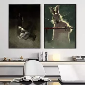 Абстрактный темный крокодил кролик постер импрессионизм настенное искусство холст картина печать животные изображения для гостиной спальня домашний декор 21x30cm No Framed