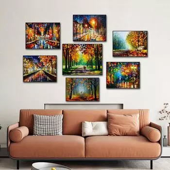 Абстрактный Уличный Пейзаж Картина Маслом Пластина Картина Ткань Стены Искусства Украшения Дома Плакат Гостиная Спальня Искусство 21cm30cm NoFrame