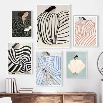 Абстрактный женский постер крутой цветной художественный рисунок на холсте, скандинавская настенная картина с принтом для современной гостиной, домашний декор 21cm30cm NoFrame