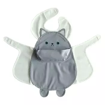 Abu Meal 3D Water Long Nursery Baby Gift [aboo] Фартук, Карман, Липучка, Репеллент, Длина, Портативный, Школа, (Серый Кот)
