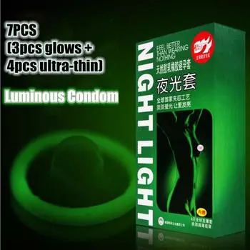 Aby 7 шт. светящаяся смазка ультратонкий презерватив водорастворимый мужской презерватив