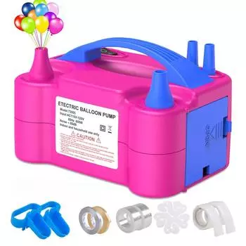 AC110-120V 60Hz 600W Электрический насос для накачивания воздушных шаров с 2 насадками Портативный высокомощный воздушный насос для накачивания воздушных шаров US PLUG розовый